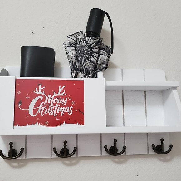 NEW Key and Mail Organizer Wall Mount - Decorative White Key Holder - Picture 8 of 9